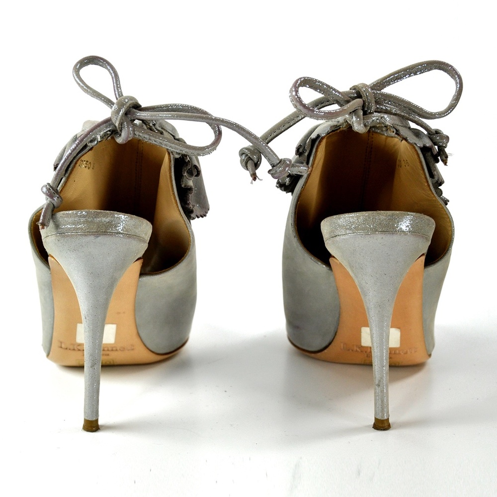 L.K.BENNETT Riley Suede Peep-Toe Booties SILVER - Picture 11 of 14